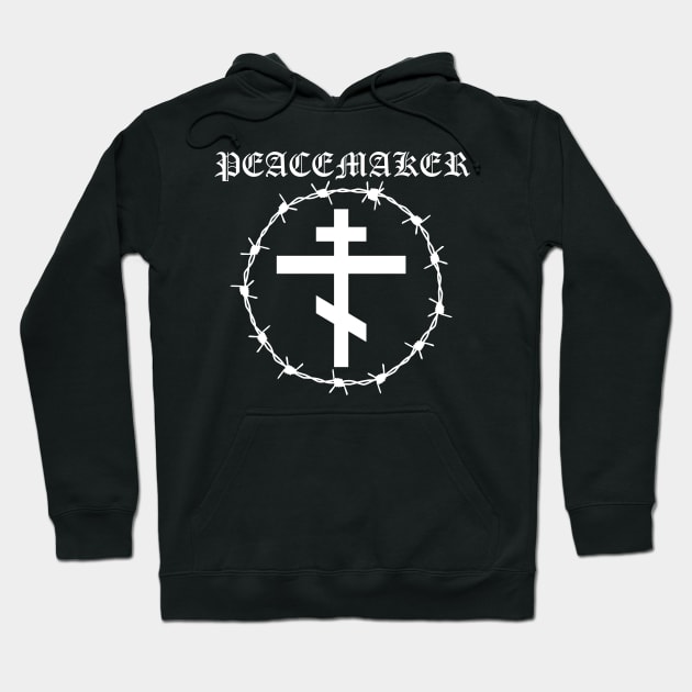 Peacemaker Orthodox Cross Barbed Wire Metal Hardcore Punk Pocket Hoodie by thecamphillips